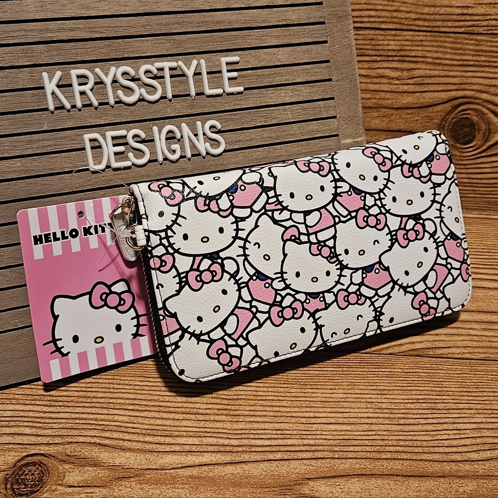Sanrio Hello Kitty White Pink Zipper Wallet NWT